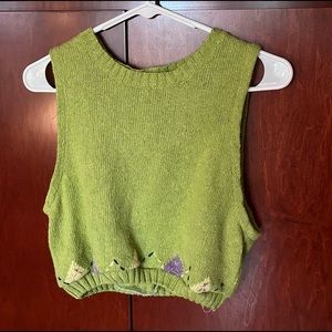 Green knit cropped vest